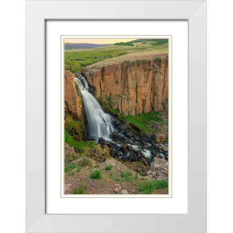 North Clear Creek Falls White Modern Wood Framed Art Print with Double Matting by Sherrell, Bill