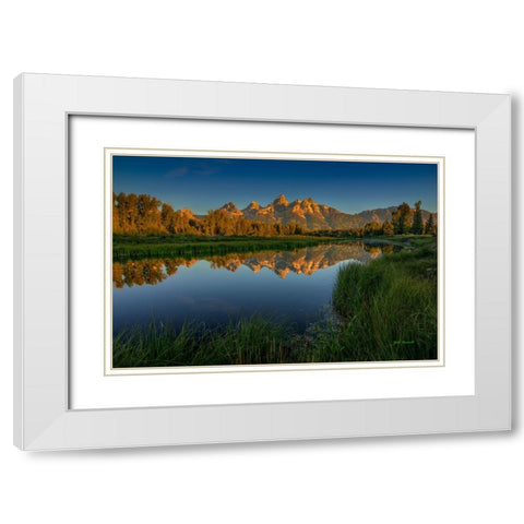 On Golden Pond White Modern Wood Framed Art Print with Double Matting by Sherrell, Bill