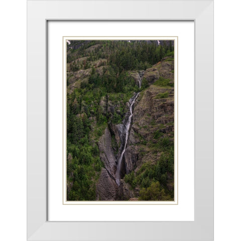 Ribbon Falls White Modern Wood Framed Art Print with Double Matting by Sherrell, Bill