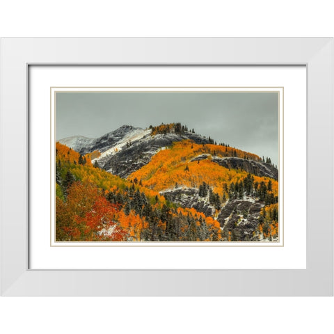 White Lace And Autumn Ridges White Modern Wood Framed Art Print with Double Matting by Sherrell, Bill