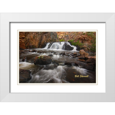 Waterfall Journey White Modern Wood Framed Art Print with Double Matting by Sherrell, Bill