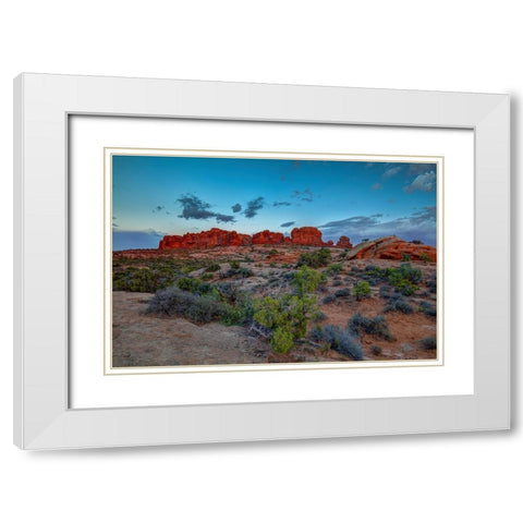 A Utah Rock And Glow Sunset White Modern Wood Framed Art Print with Double Matting by Sherrell, Bill
