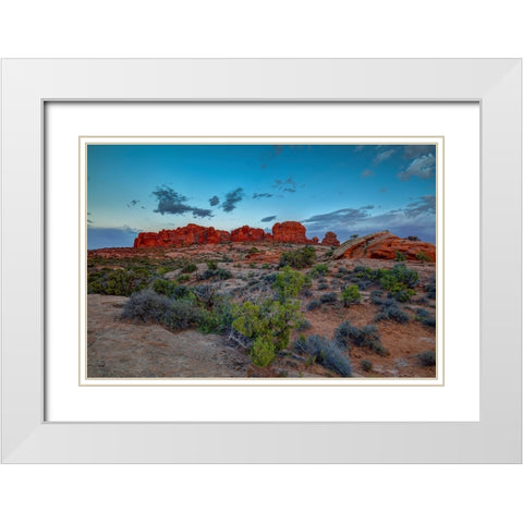 A Utah Rock And Glow Sunset White Modern Wood Framed Art Print with Double Matting by Sherrell, Bill