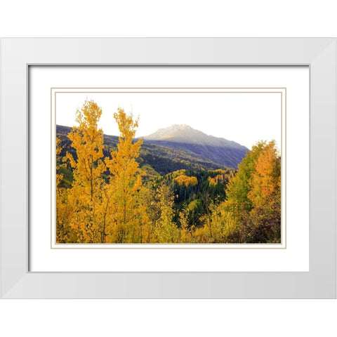 Autumn Meets Morning Mountain Sunshine White Modern Wood Framed Art Print with Double Matting by Sherrell, Bill