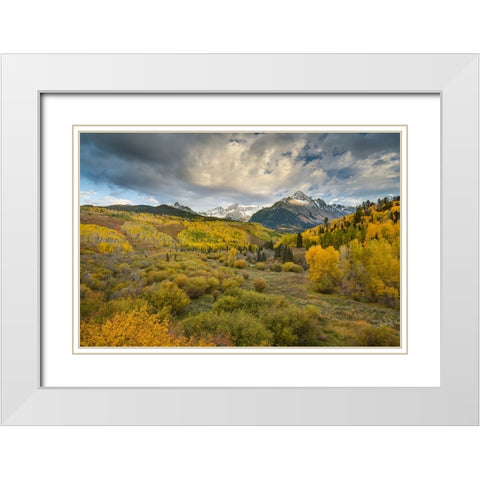 Autumn Storm Over The Mount Sneffels Range 2 White Modern Wood Framed Art Print with Double Matting by Sherrell, Bill