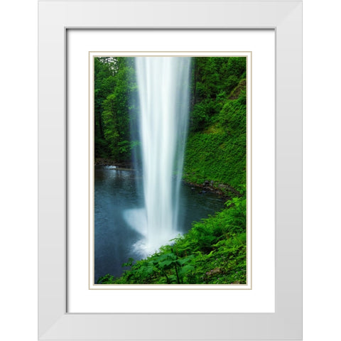 Beauty Behind A Waterfall White Modern Wood Framed Art Print with Double Matting by Sherrell, Bill