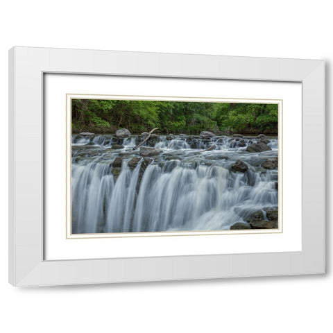 Cascades White Modern Wood Framed Art Print with Double Matting by Sherrell, Bill