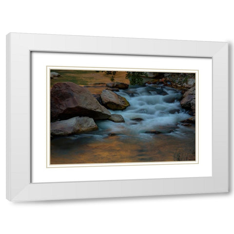 Cascading Water White Modern Wood Framed Art Print with Double Matting by Sherrell, Bill