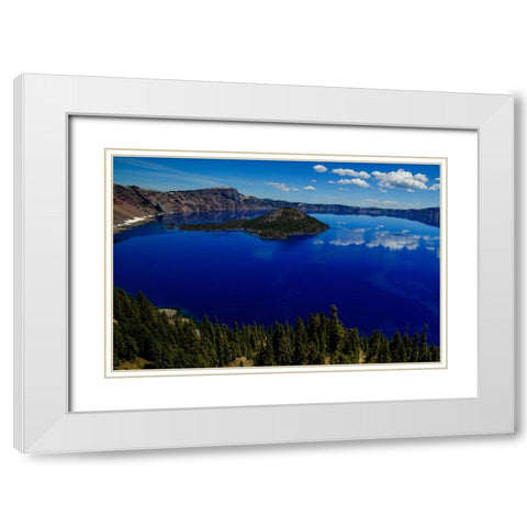 Crater Lake 1 White Modern Wood Framed Art Print with Double Matting by Sherrell, Bill