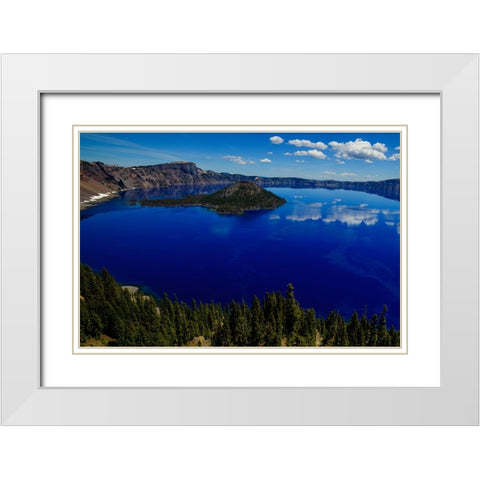 Crater Lake 1 White Modern Wood Framed Art Print with Double Matting by Sherrell, Bill