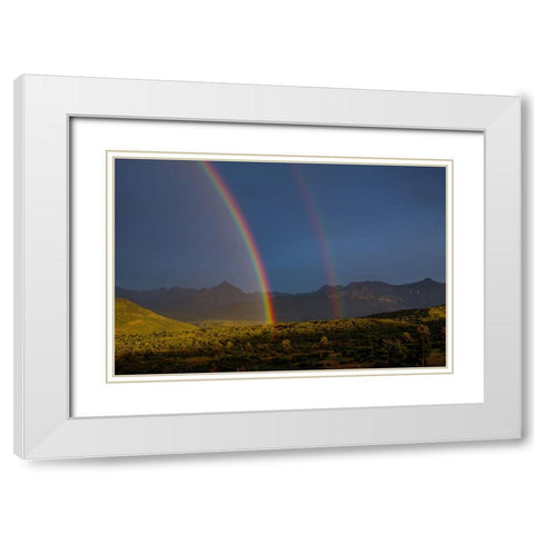Double Rainbow Over Mount Sneffels 1 White Modern Wood Framed Art Print with Double Matting by Sherrell, Bill
