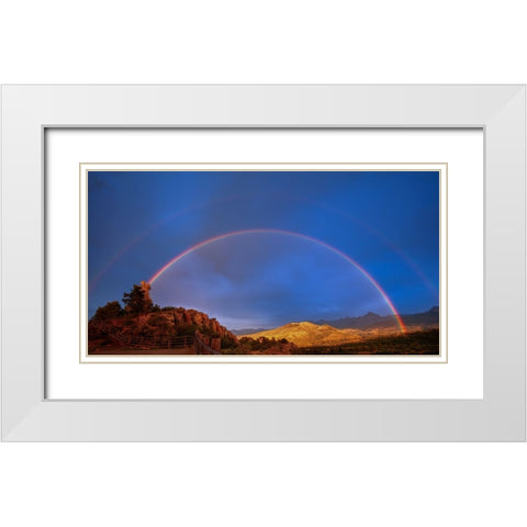 Double Rainbow Over Mount Sneffels 2 White Modern Wood Framed Art Print with Double Matting by Sherrell, Bill