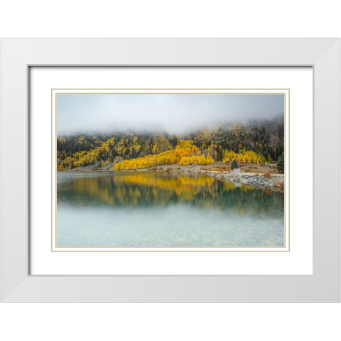 Dreamy Autumn Reflection White Modern Wood Framed Art Print with Double Matting by Sherrell, Bill