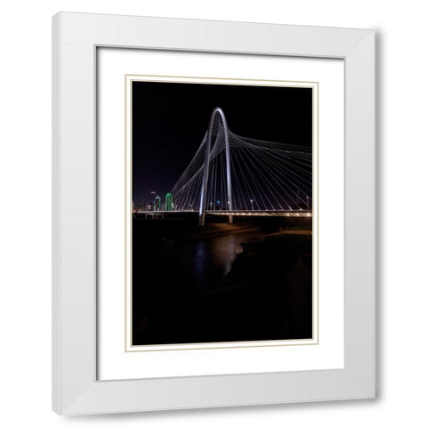 Margaret Hunt Hill Bridge and Dallas Skyline White Modern Wood Framed Art Print with Double Matting by Sherrell, Bill