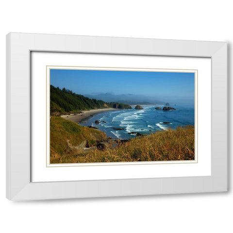 The Oregon Coast White Modern Wood Framed Art Print with Double Matting by Sherrell, Bill