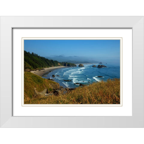 The Oregon Coast White Modern Wood Framed Art Print with Double Matting by Sherrell, Bill