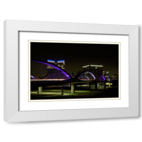 The West 7th Street Bridge-Fort Worth,Texas White Modern Wood Framed Art Print with Double Matting by Sherrell, Bill