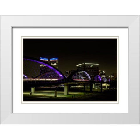 The West 7th Street Bridge-Fort Worth,Texas White Modern Wood Framed Art Print with Double Matting by Sherrell, Bill