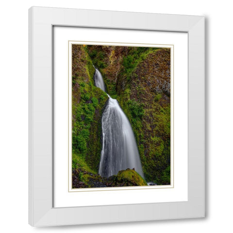 Wahkeena Falls White Modern Wood Framed Art Print with Double Matting by Sherrell, Bill