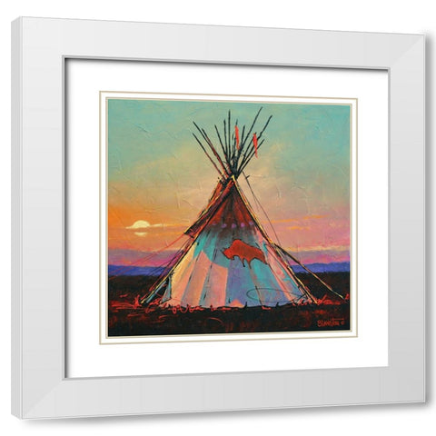 One Buffalo White Modern Wood Framed Art Print with Double Matting by Langton, Bruce