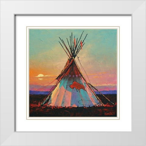 One Buffalo White Modern Wood Framed Art Print with Double Matting by Langton, Bruce