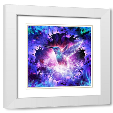 Hummingbird Love White Modern Wood Framed Art Print with Double Matting by Gray, Cameron