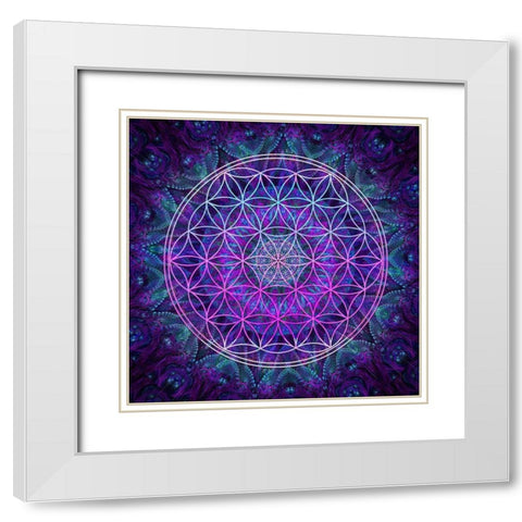 Flower Of Life White Modern Wood Framed Art Print with Double Matting by Gray, Cameron