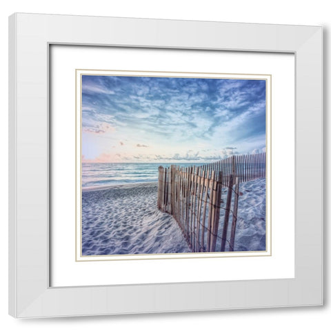 Daybreak on the Dunes Pale Blues in Square White Modern Wood Framed Art Print with Double Matting by Celebrate Life Gallery