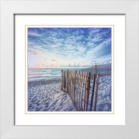 Daybreak on the Dunes Pale Blues in Square White Modern Wood Framed Art Print with Double Matting by Celebrate Life Gallery