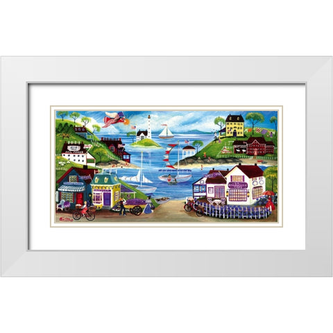 Lovely Seaside White Modern Wood Framed Art Print with Double Matting by Bartley, Cheryl