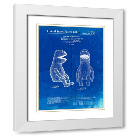 PP2-Faded Blueprint Wilkins Coffee Muppet Patent Poster White Modern Wood Framed Art Print with Double Matting by Borders, Cole