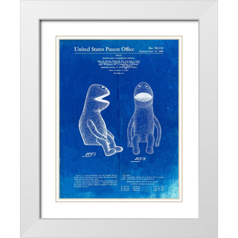 PP2-Faded Blueprint Wilkins Coffee Muppet Patent Poster White Modern Wood Framed Art Print with Double Matting by Borders, Cole