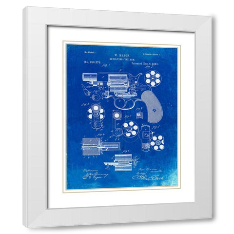 PP5-Faded Blueprint Colt M1889 Revolver Poster White Modern Wood Framed Art Print with Double Matting by Borders, Cole