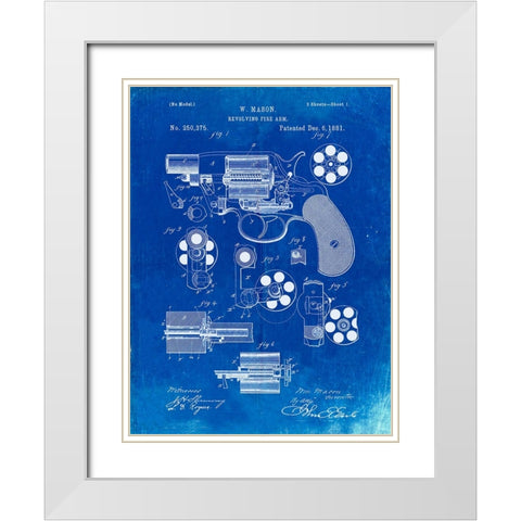 PP5-Faded Blueprint Colt M1889 Revolver Poster White Modern Wood Framed Art Print with Double Matting by Borders, Cole