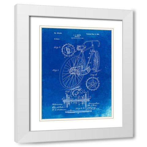 PP25-Faded Blueprint Eagle Quad Racing Bicycle Poster White Modern Wood Framed Art Print with Double Matting by Borders, Cole