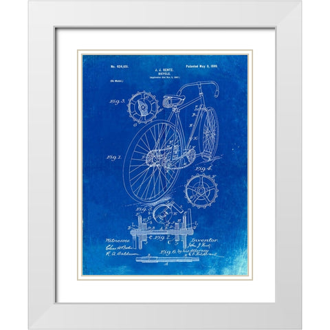 PP25-Faded Blueprint Eagle Quad Racing Bicycle Poster White Modern Wood Framed Art Print with Double Matting by Borders, Cole