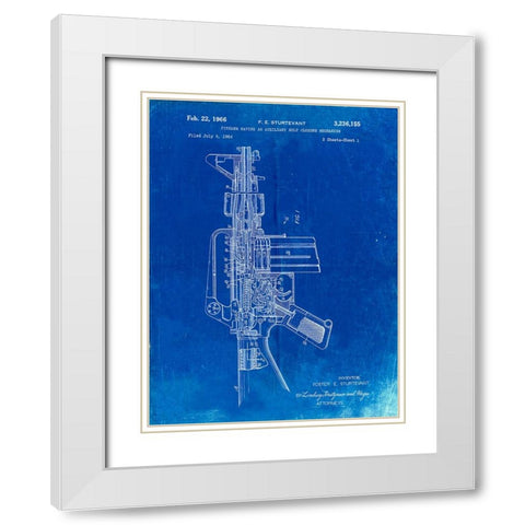 PP44-Faded Blueprint M-16 Rifle Patent Poster White Modern Wood Framed Art Print with Double Matting by Borders, Cole