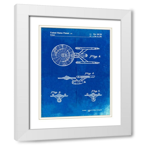PP56-Faded Blueprint Starship Enterprise Patent Poster White Modern Wood Framed Art Print with Double Matting by Borders, Cole