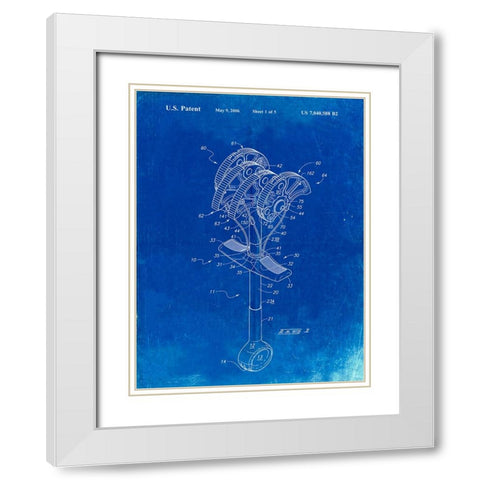 PP61-Faded Blueprint Omega Pacific Link Climbing Cam Patent Poster White Modern Wood Framed Art Print with Double Matting by Borders, Cole