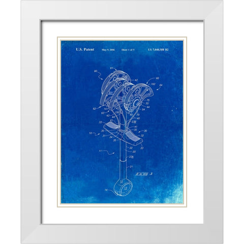 PP61-Faded Blueprint Omega Pacific Link Climbing Cam Patent Poster White Modern Wood Framed Art Print with Double Matting by Borders, Cole