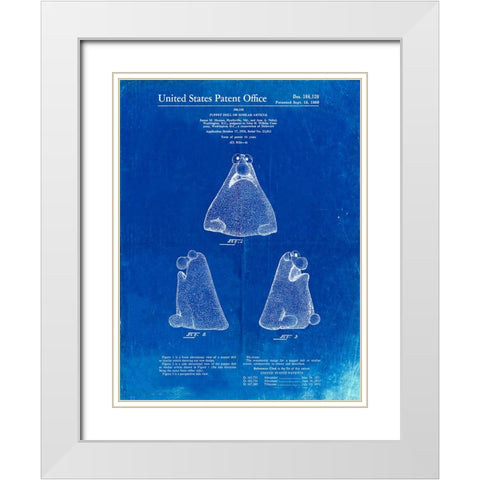 PP75-Faded Blueprint Wilkins Coffee (Wontkins) Muppet Patent Poster White Modern Wood Framed Art Print with Double Matting by Borders, Cole