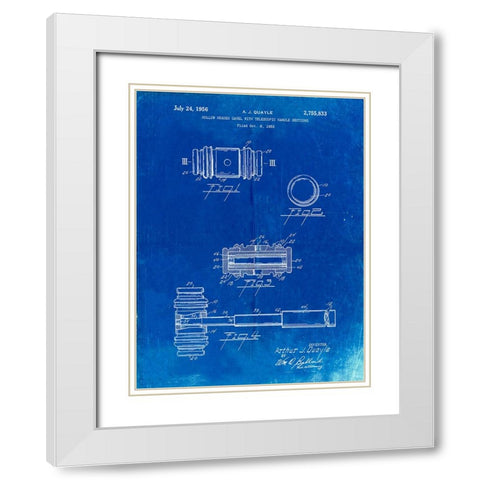 PP85-Faded Blueprint Gavel 1953 Patent Poster White Modern Wood Framed Art Print with Double Matting by Borders, Cole