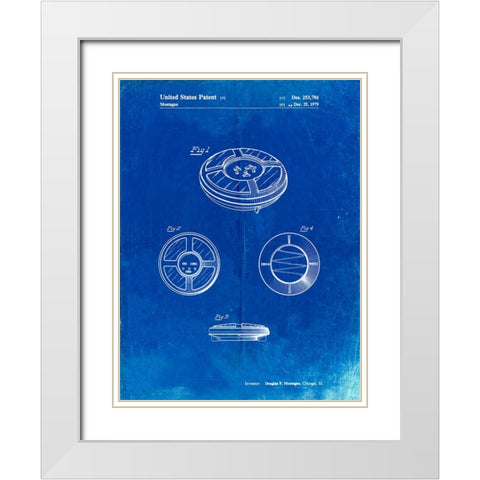 PP253-Faded Blueprint Simon Patent Poster White Modern Wood Framed Art Print with Double Matting by Borders, Cole