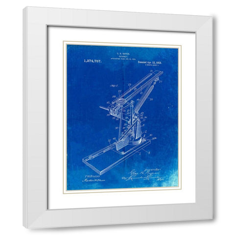 PP284-Faded Blueprint Clay Skeet Thrower White Modern Wood Framed Art Print with Double Matting by Borders, Cole