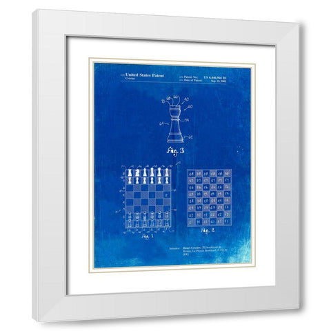 PP286-Faded Blueprint Speed Chess Game Patent Poster White Modern Wood Framed Art Print with Double Matting by Borders, Cole