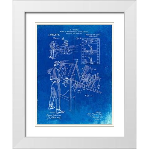 PP293-Faded Blueprint Cartoon Method Patent Poster White Modern Wood Framed Art Print with Double Matting by Borders, Cole