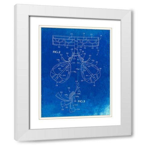 PP297-Faded Blueprint Rock Climbing Harness Patent Poster White Modern Wood Framed Art Print with Double Matting by Borders, Cole
