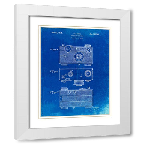 PP299-Faded Blueprint Argus C Camera Patent Poster White Modern Wood Framed Art Print with Double Matting by Borders, Cole