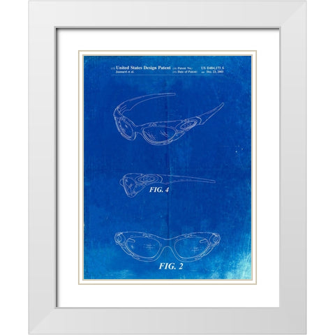 PP324-Faded Blueprint Oakley Sunglasses Patent Poster White Modern Wood Framed Art Print with Double Matting by Borders, Cole