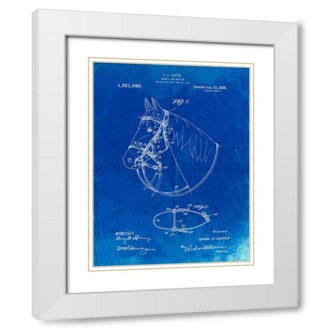PP338-Faded Blueprint Bridle and Halter Patent Poster White Modern Wood Framed Art Print with Double Matting by Borders, Cole
